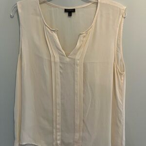 Talbots Cream V-Neck Pintuck Sleeveless Top